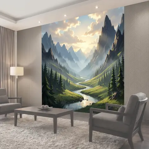 Фотообои Горная долина с рекой