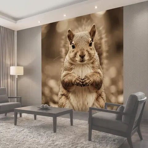 Фотообои Лесная белка с пушистым хвостом