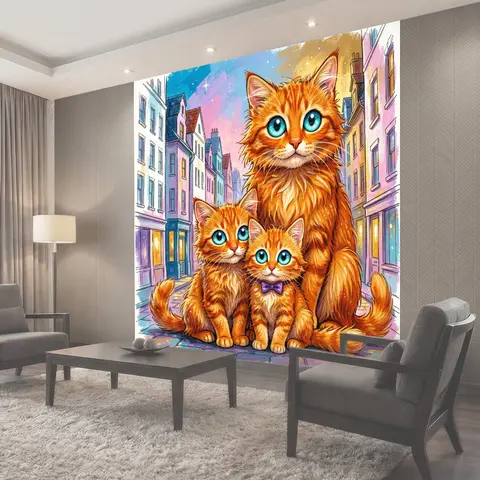 Фотообои Три рыжих котёнка на улице