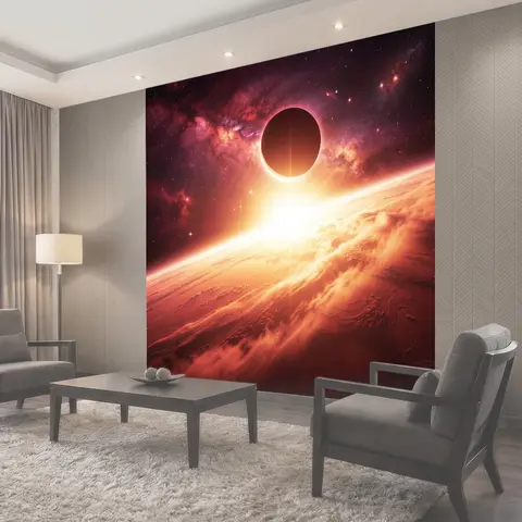 Фотообои Космическое затмение над планетой