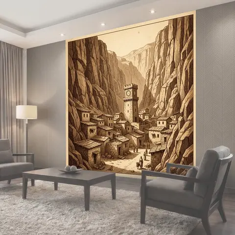 Фотообои Старинный аул в ущелье