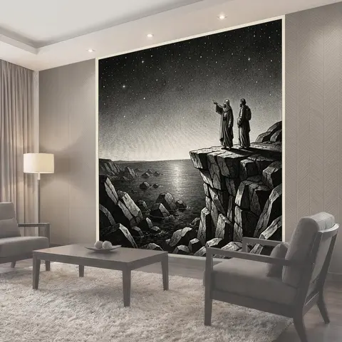 Фотообои Путники на скале под звездами