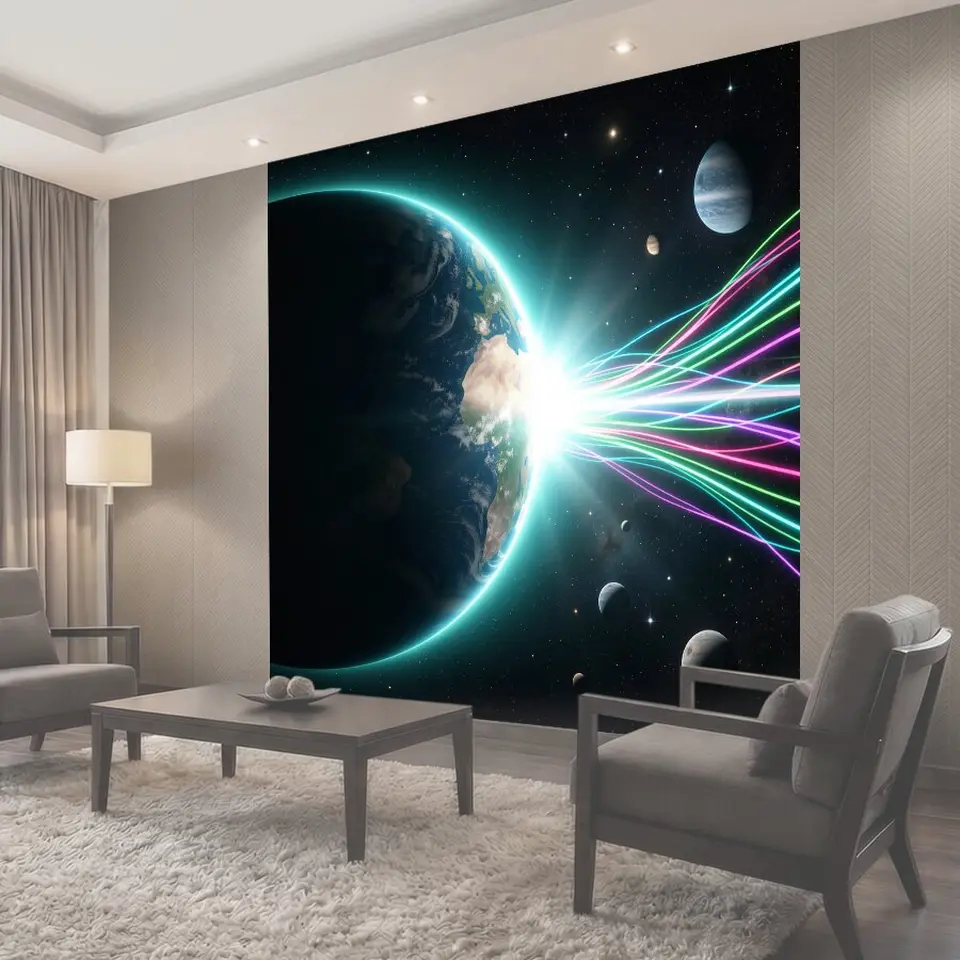 Фотообои Космическая Земля и световые потоки