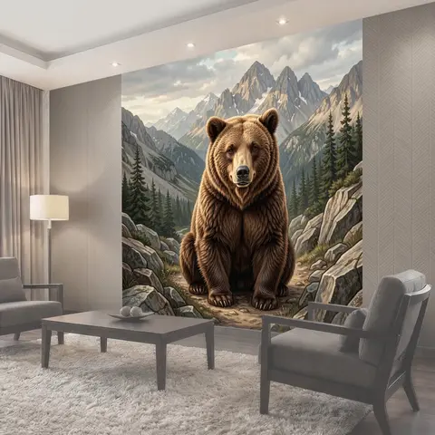 Фотообои Медведь в горном пейзаже