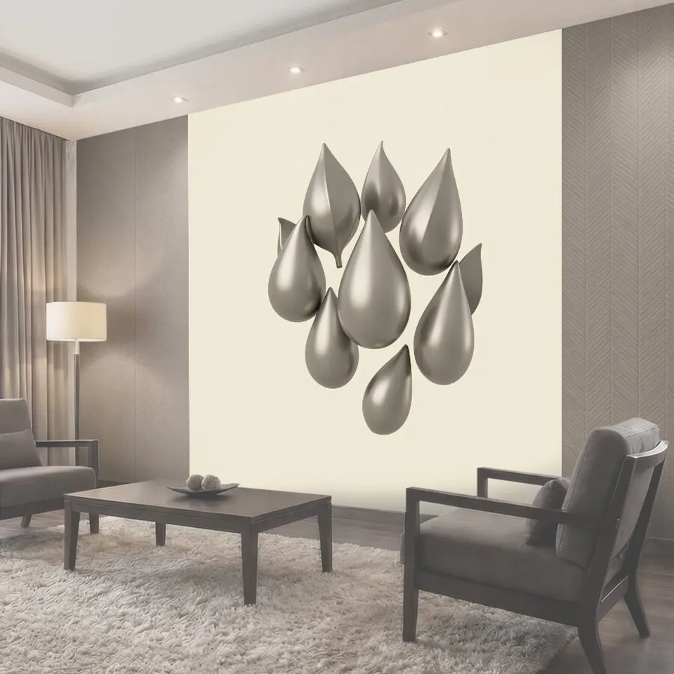 Фотообои Серебристые капли с 3D-бликами