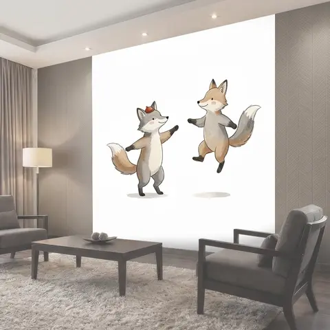 Фотообои Два танцующих лисёнка