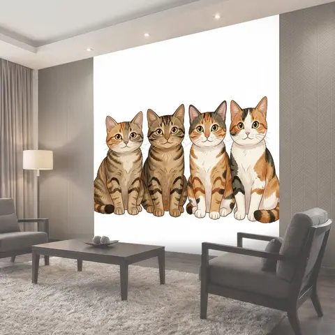Фотообои Четыре полосатых кота