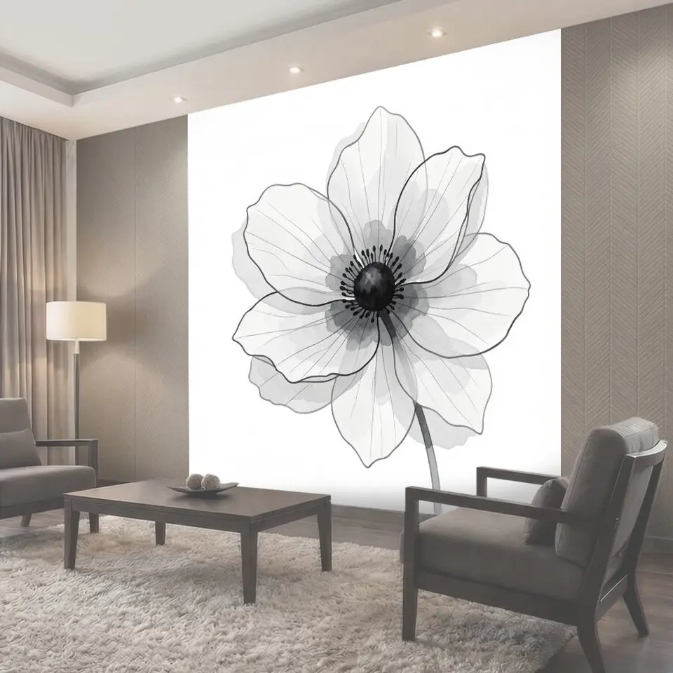 Фотообои Нежный цветок в монохроме