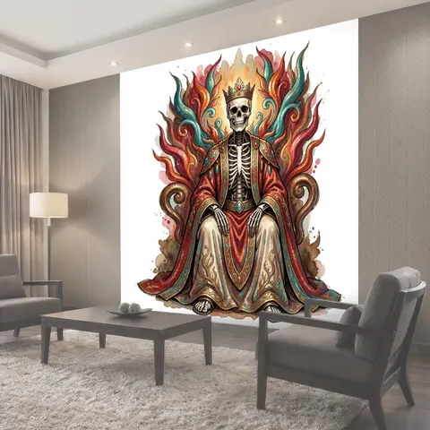 Фотообои Скелет-король на троне