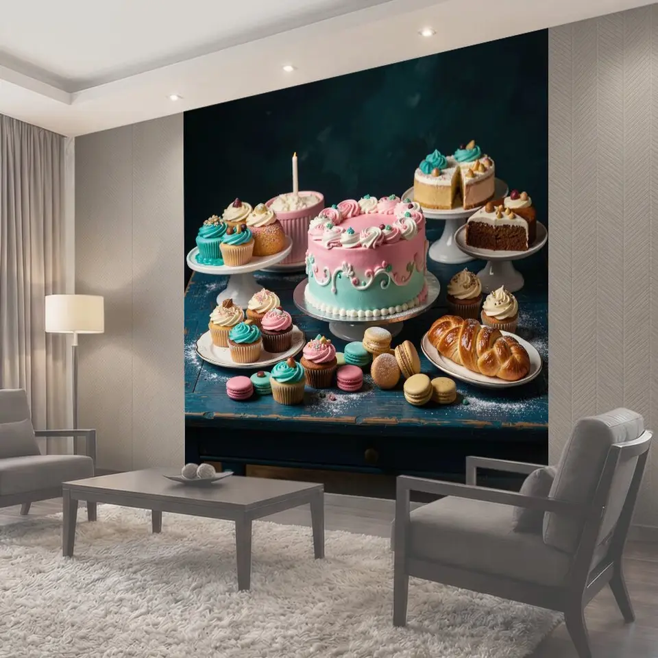 Фотообои Праздничный стол с десертами