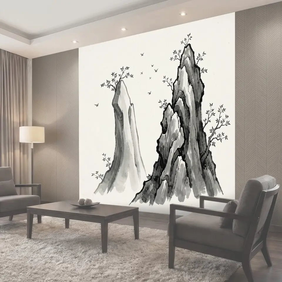 Фотообои Скалы в тушевой живописи