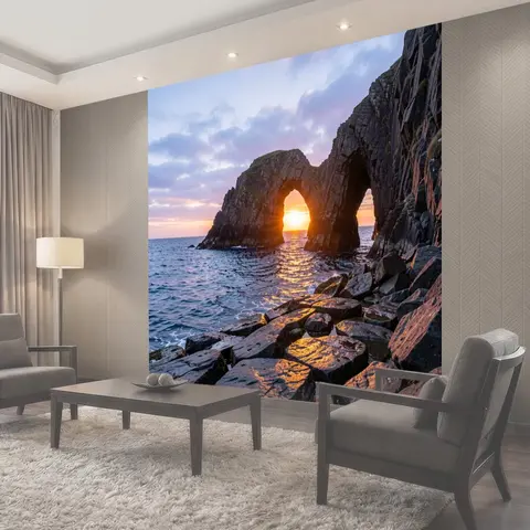 Фотообои Скалистая морская арка на закате