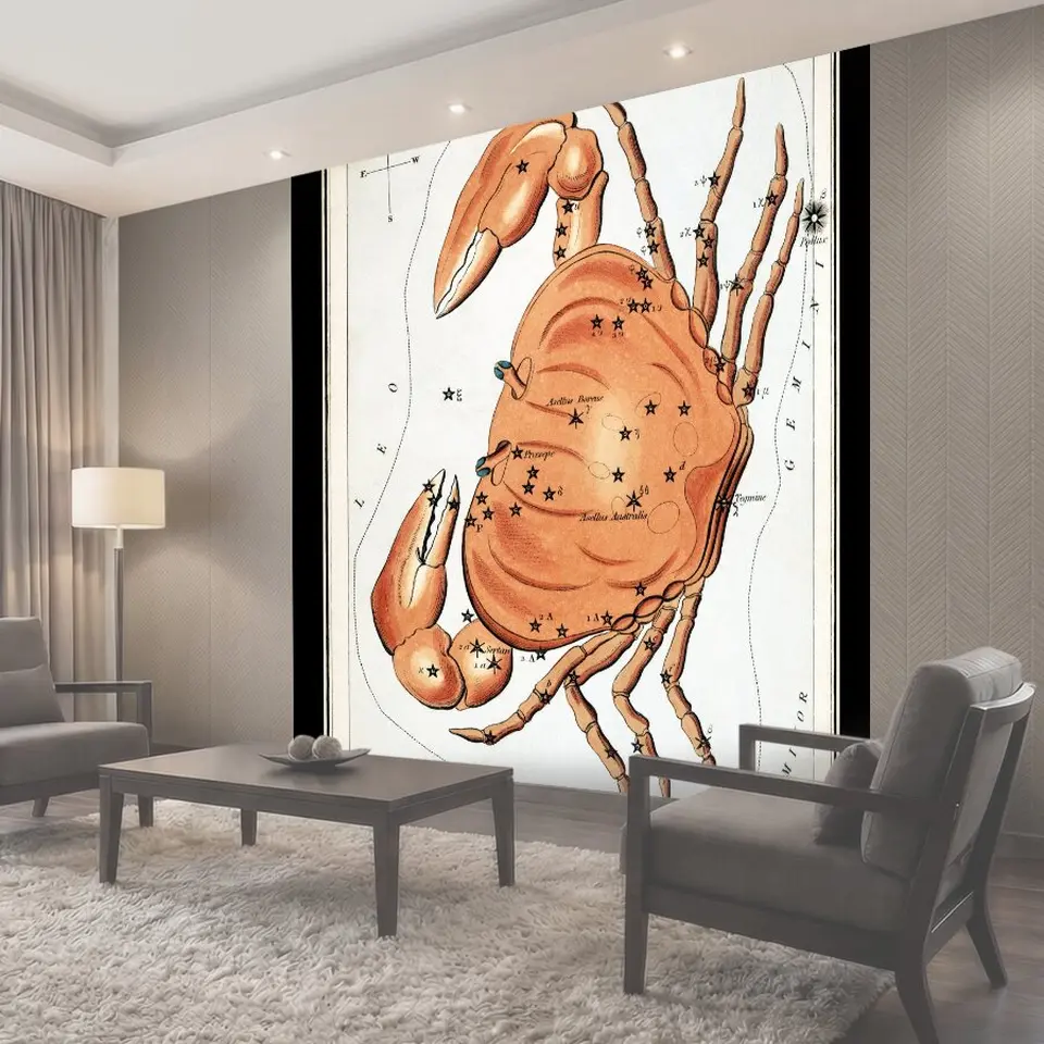 Фотообои Рак Vintage Zodiac Art Print Рак старинный зодиакальный знак созвездие рак винтаж зодиак