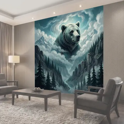 Фотообои Медведь над горными вершинами