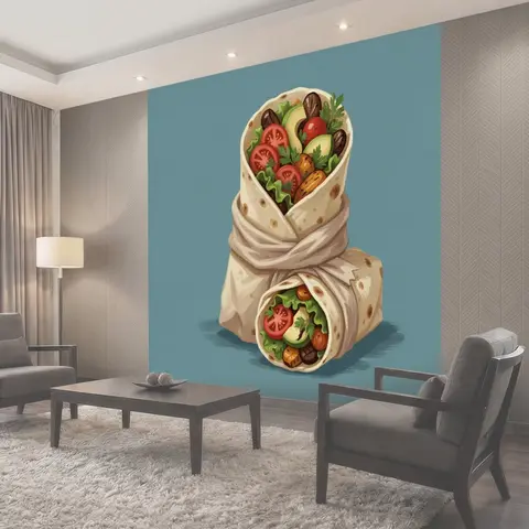 Фотообои Свёрнутые лепёшки с овощами