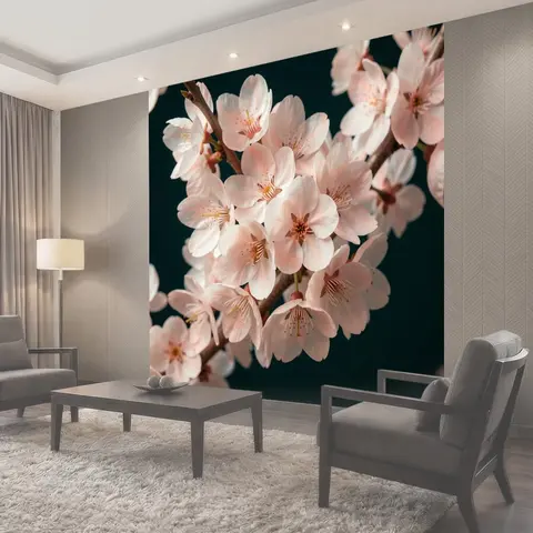Фотообои Нежные цветы сакуры крупным планом