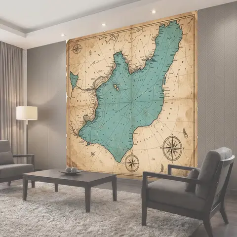 Фотообои Старинная морская карта с компасами