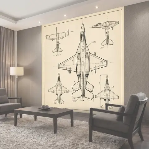Фотообои Чертежи реактивного самолета