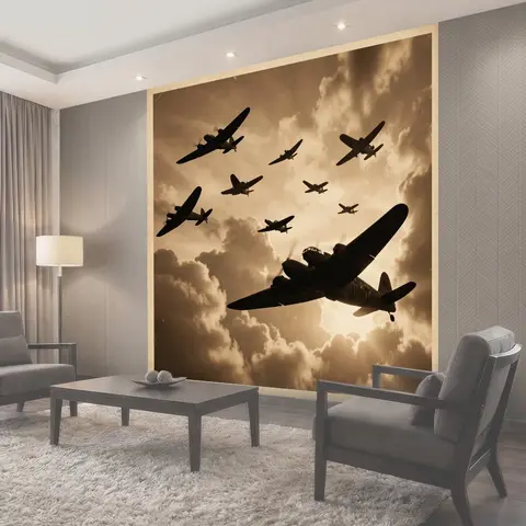 Фотообои Стая боевых самолетов в небе