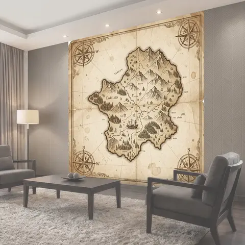 Фотообои Старинная карта острова с компасами