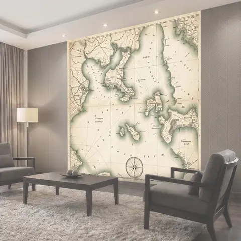 Фотообои Старинная морская карта с компасом