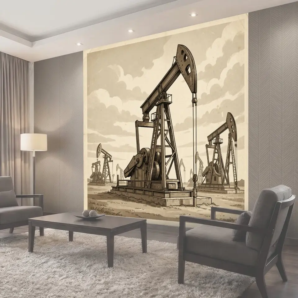 Фотообои Нефтяные качалки в поле