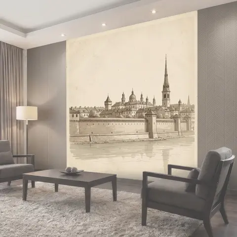 Фотообои Старинный город с крепостной стеной