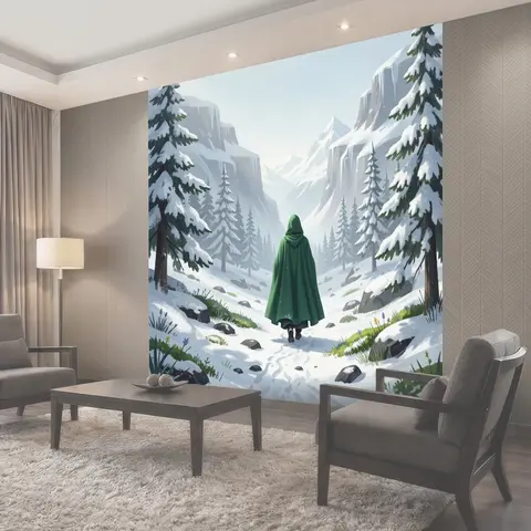 Фотообои Путник в снежных горах