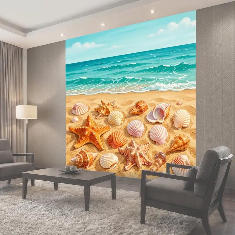 Фотообои Море и пляж с ракушками
