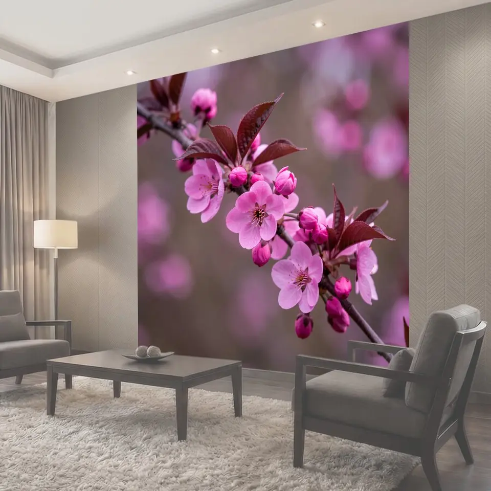 Фотообои Розовые цветы сакуры на ветке