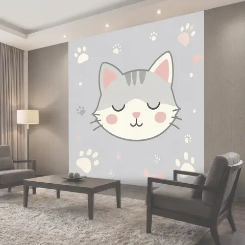 Фотообои Мордочка котёнка с лапками