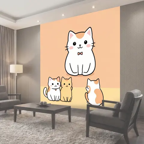 Фотообои Милые котята на пастельном фоне
