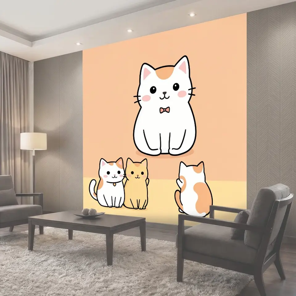 Фотообои Милые котята на пастельном фоне