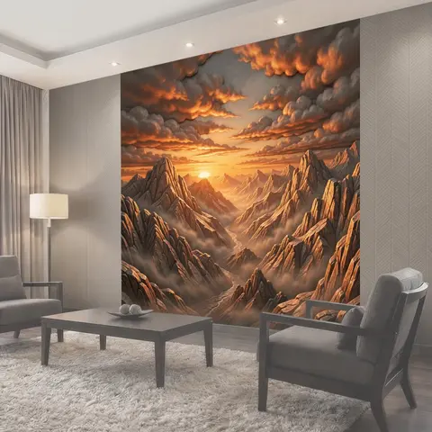 Фотообои Горный пейзаж на закате