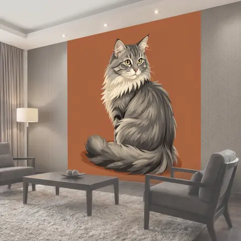 Фотообои Рыжий пушистый кот