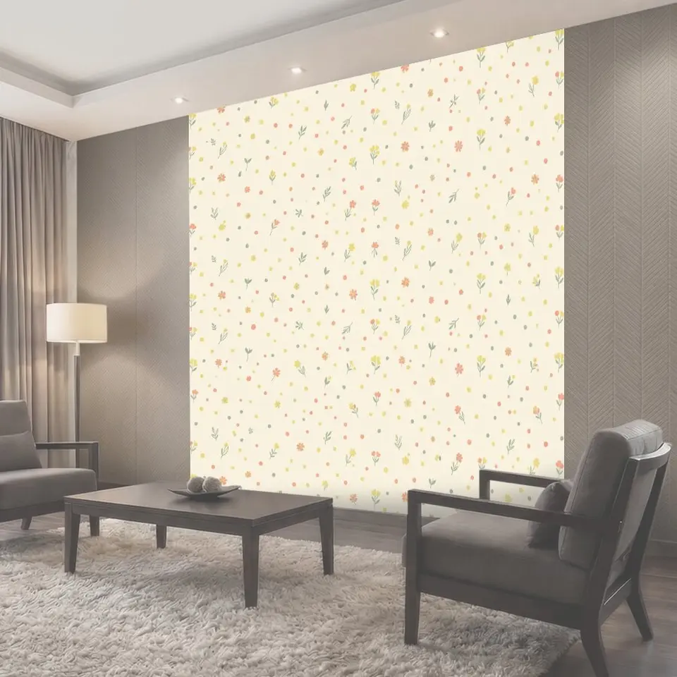 Фотообои Полевые цветы и разноцветные точки
