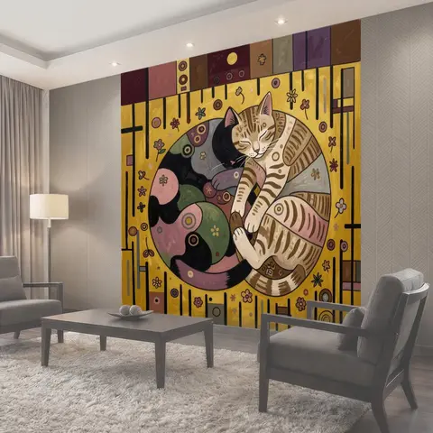 Фотообои Два спящих кота в круге