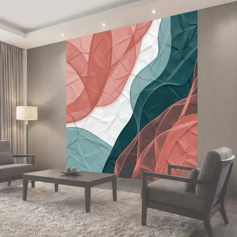 Фотообои Полупрозрачные ленты коралла и бирюзы