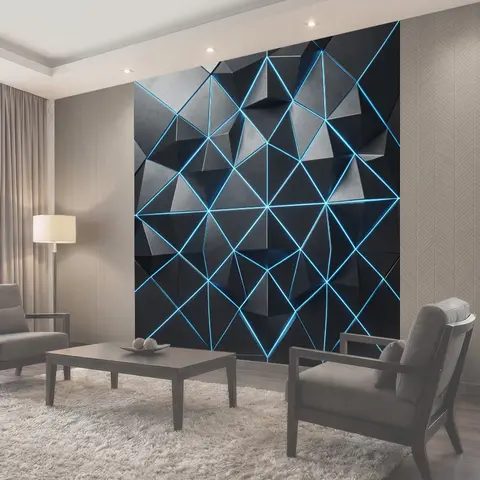Фотообои Абстрактная 3D-пирамида с неоном