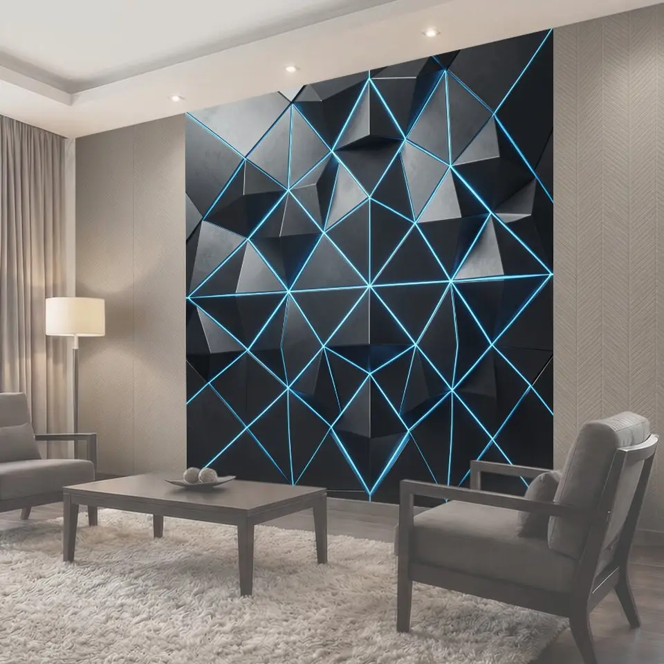 Фотообои Абстрактная 3D-пирамида с неоном