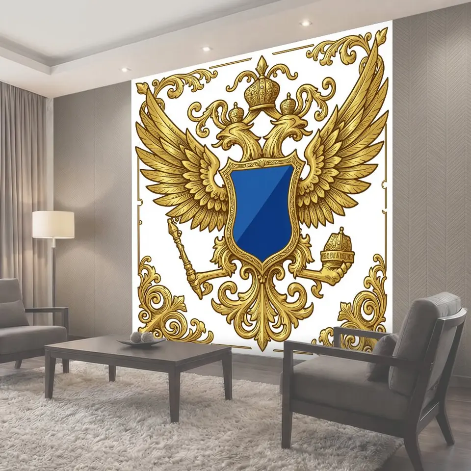 Фотообои Герб с золотыми крыльями и коронами