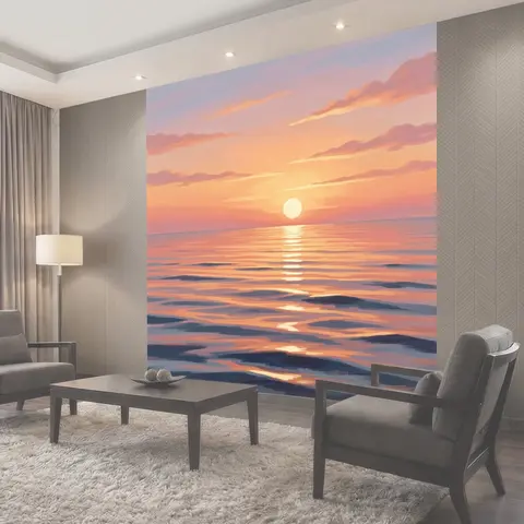 Фотообои Солнце над морем на закате