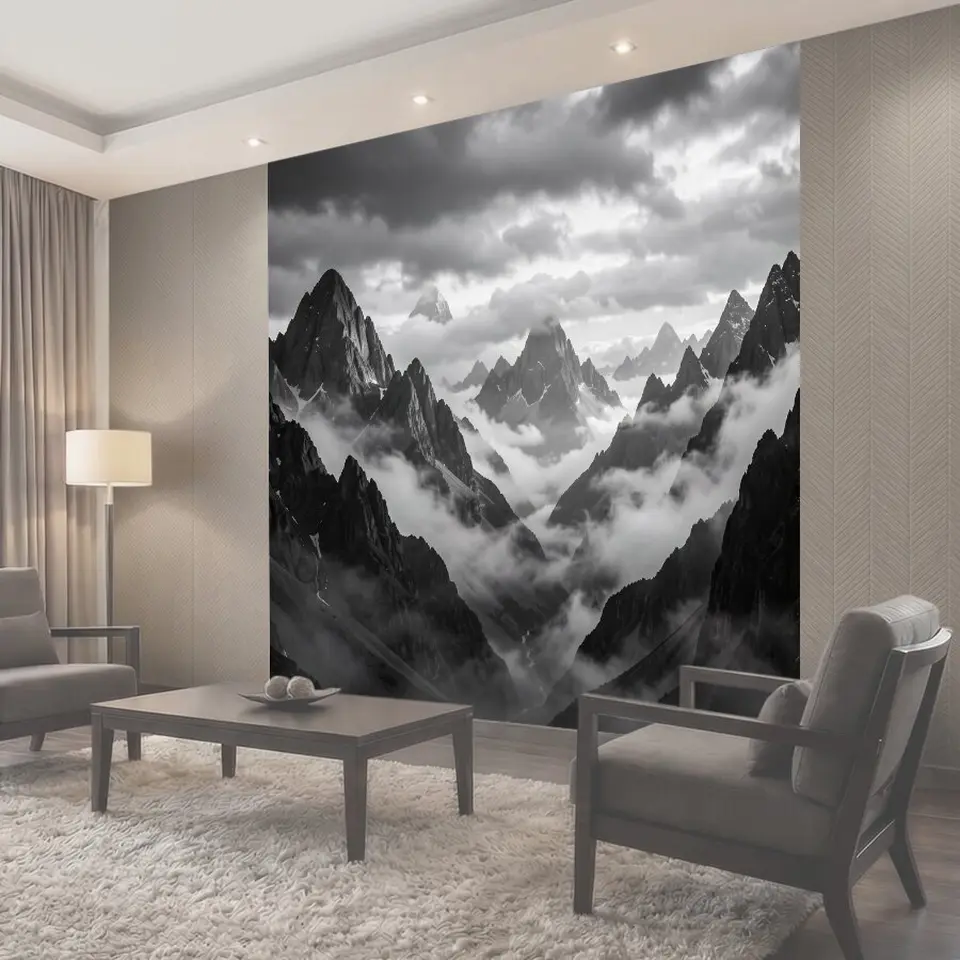 Фотообои Суровые горы в тумане
