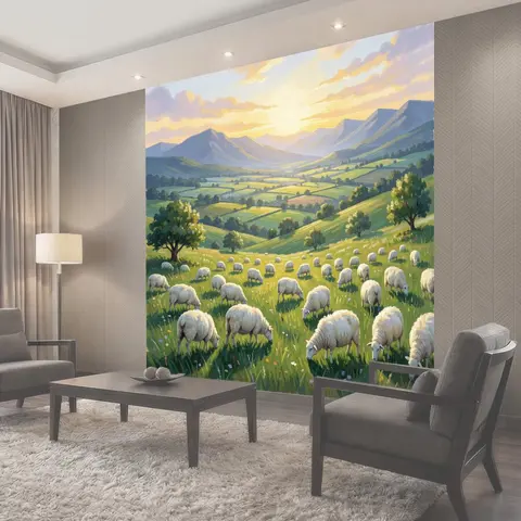 Фотообои Овцы на горном лугу