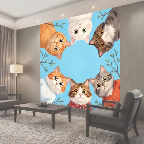 Фотообои Шесть котят в круге