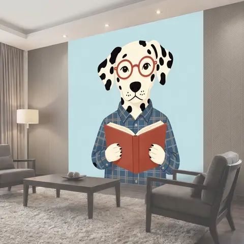 Фотообои Далматинец в очках с книгой