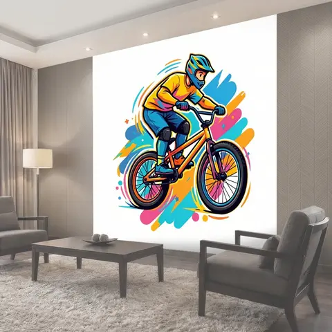 Фотообои Экстремальный BMX-райдер в прыжке