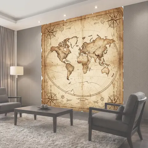 Фотообои Старинная карта мира с компасами