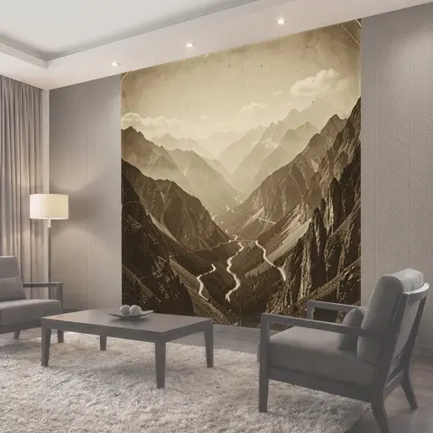 Фотообои Панорамная долина среди гор