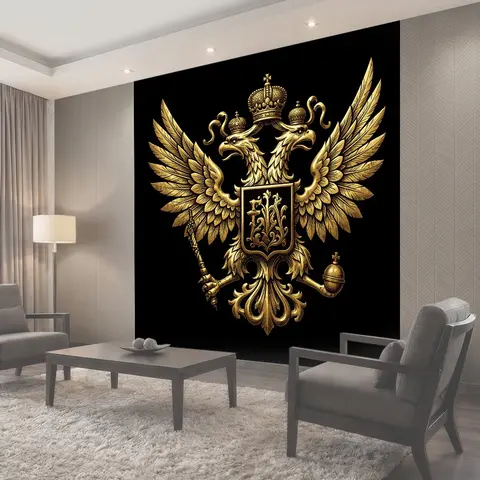 Фотообои Золотой двуглавый орел с короной